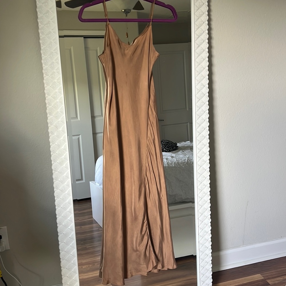 Jcrew sz 0 tan  maxi slip dress